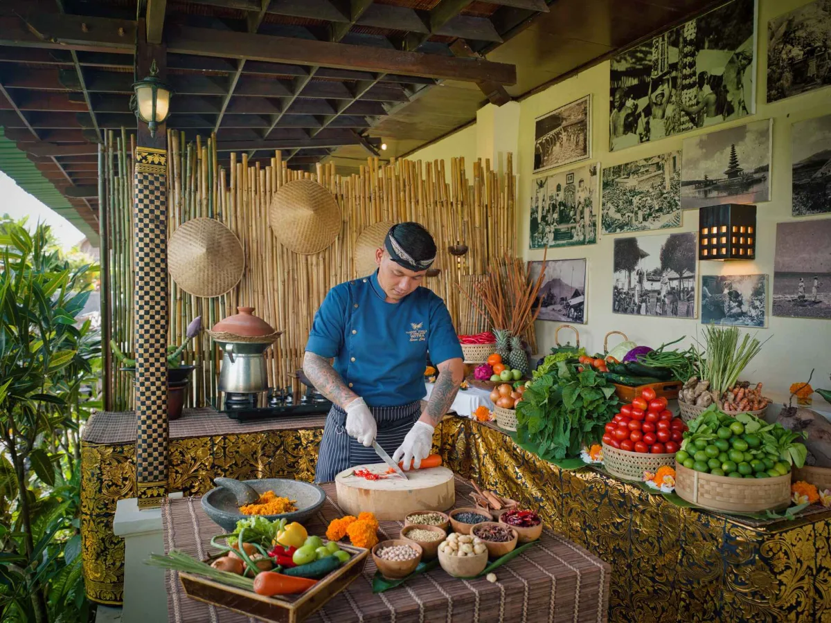 Balinese cooking class with fresh local ingredients at Nandini Jungle by Hanging Gardens in Ubud Bali